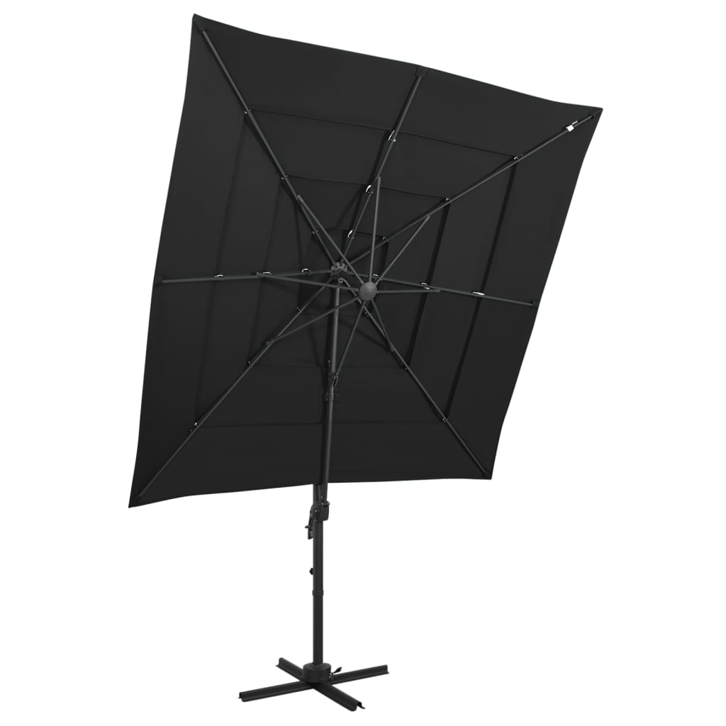 Vidaxl parasol 4-laags met aluminium paal 250x250 cm zwart