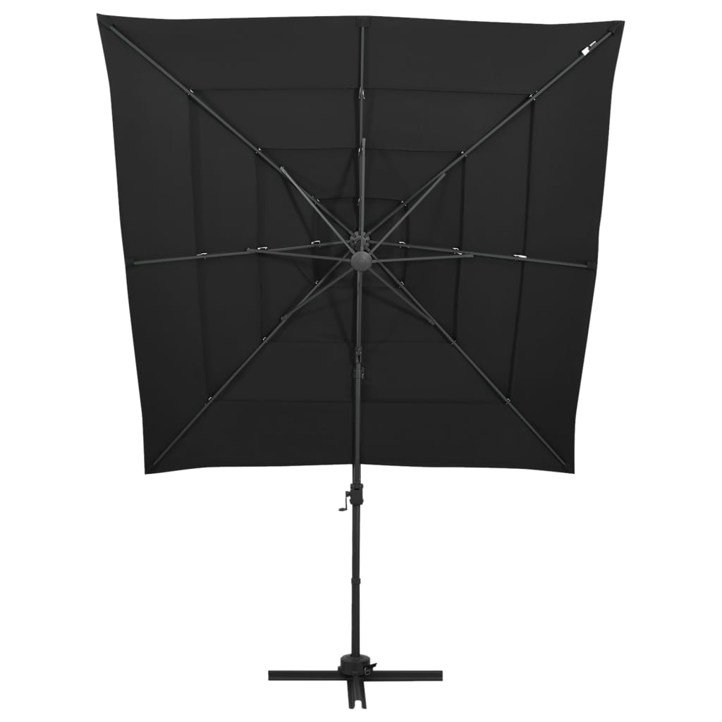 Vidaxl parasol 4-laags met aluminium paal 250x250 cm zwart