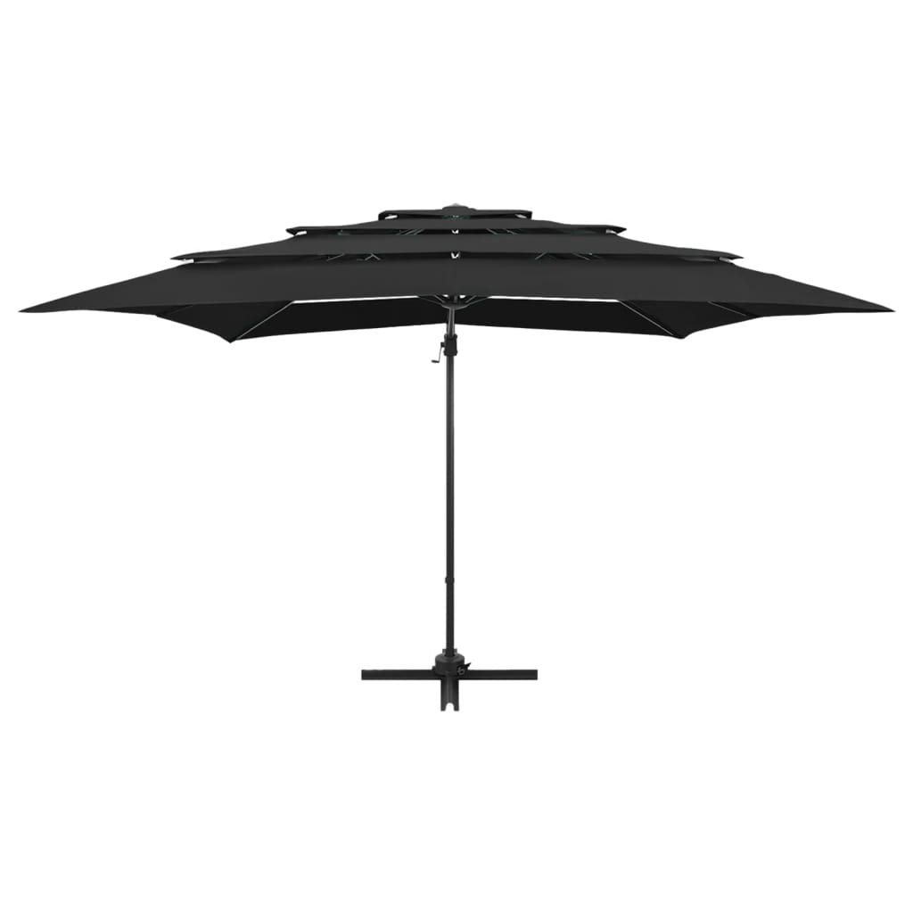 Vidaxl parasol 4-laags met aluminium paal 250x250 cm zwart