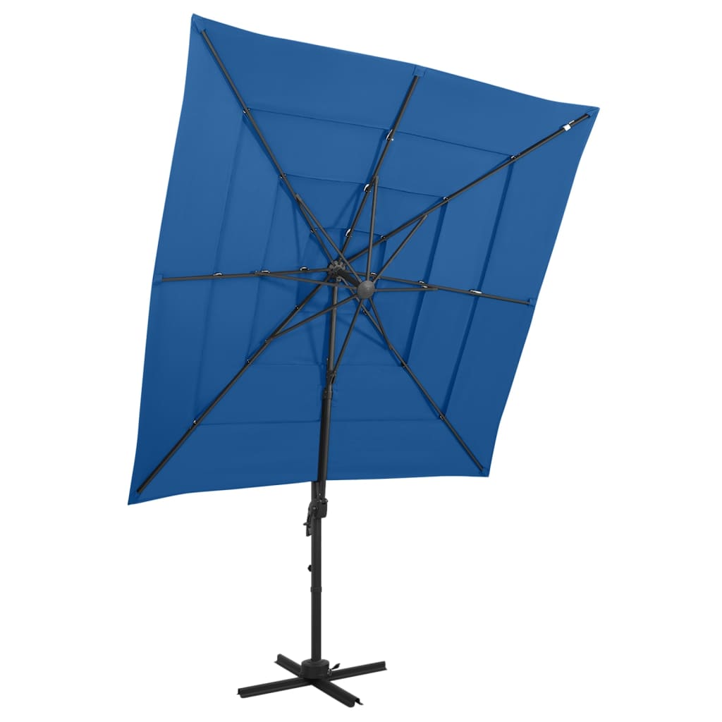 Vidaxl parasol 4-laags met aluminium paal 250x250 cm azuurblauw