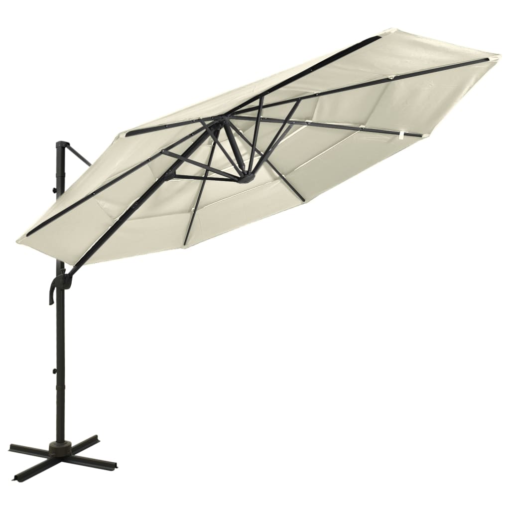 Vidaxl parasol 4-laags met aluminium paal 3x3 m zandkleurig