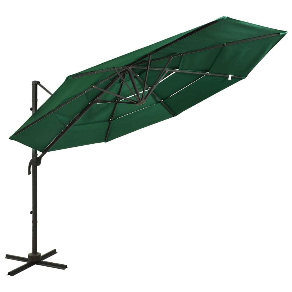 Vidaxl parasol 4-laags met aluminium paal 3x3 m groen