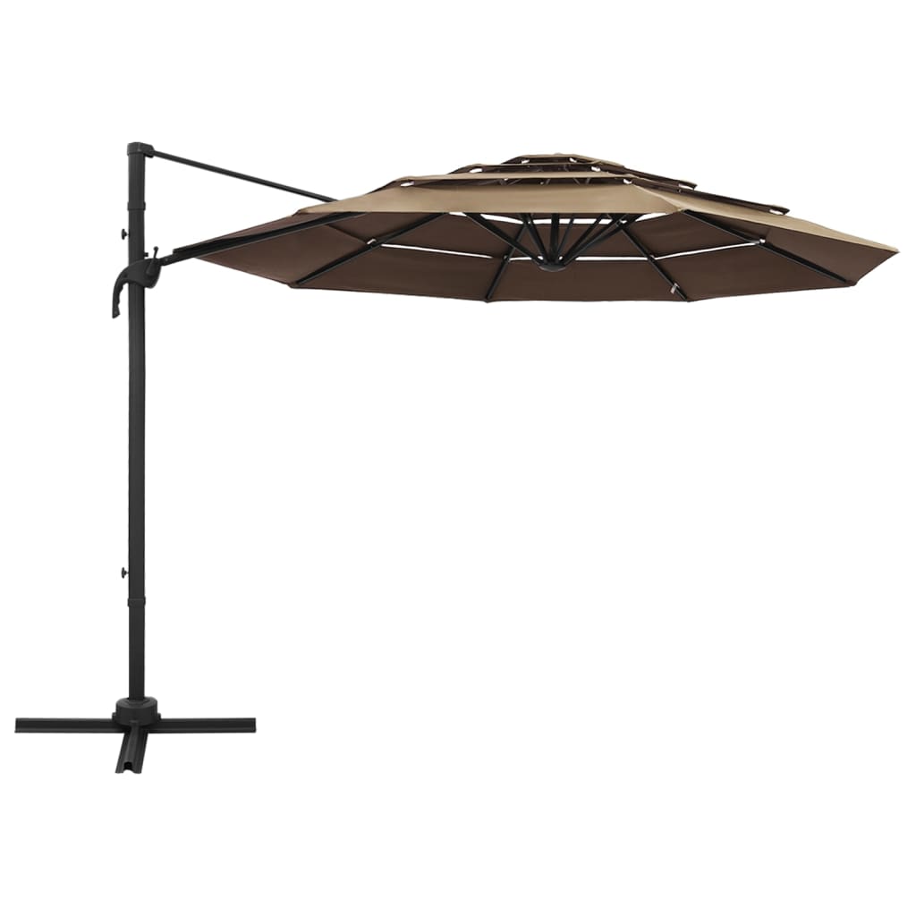 Vidaxl parasol 4-laags met aluminium paal 3x3 m taupe