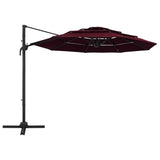 Vidaxl parasol 4-laags met aluminium paal 3x3 m bordeauxrood