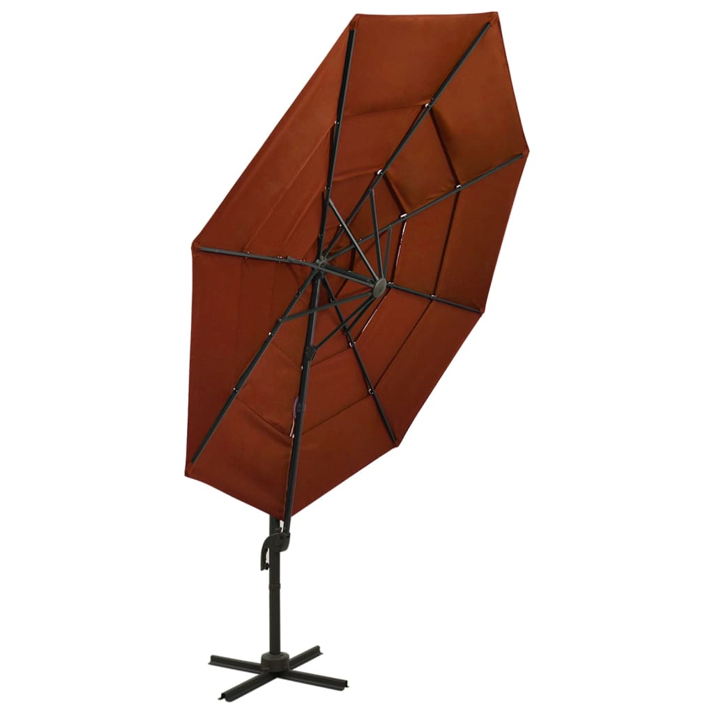 Vidaxl parasol 4-laags met aluminium paal 3x3 m terracottakleurig