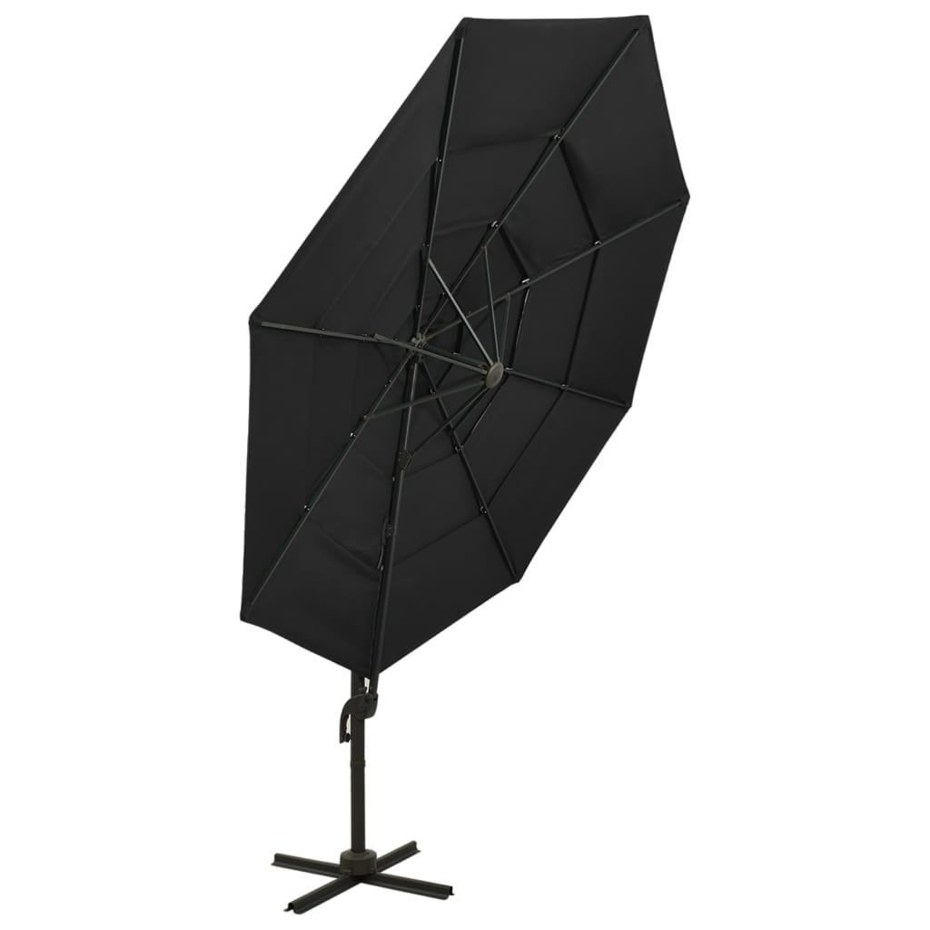 Vidaxl parasol 4-laags met aluminium paal 3x3 m zwart