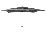 Vidaxl parasol 3-laags met aluminium paal 2,5x2,5 m antracietkleurig