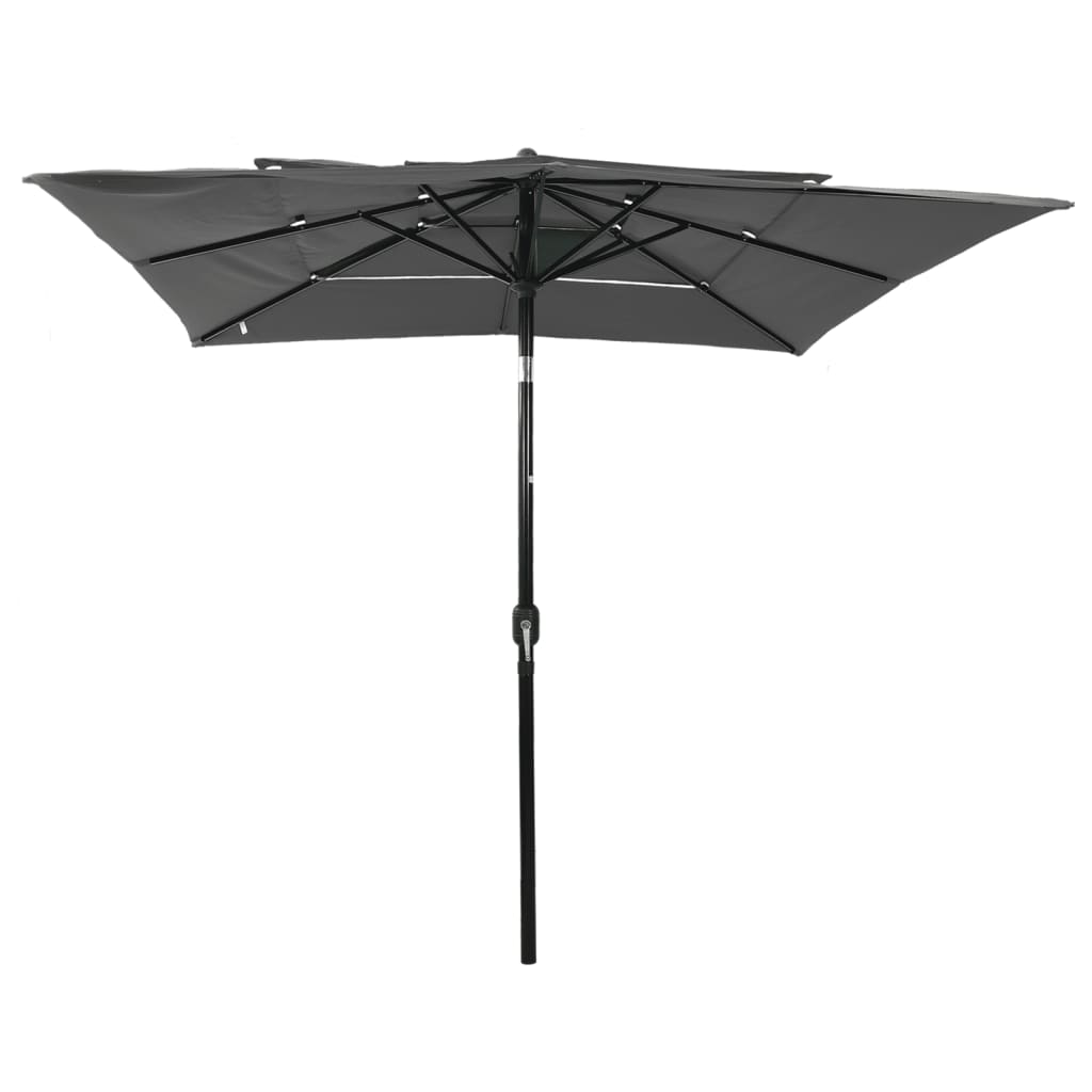 Vidaxl parasol 3-laags met aluminium paal 2,5x2,5 m antracietkleurig