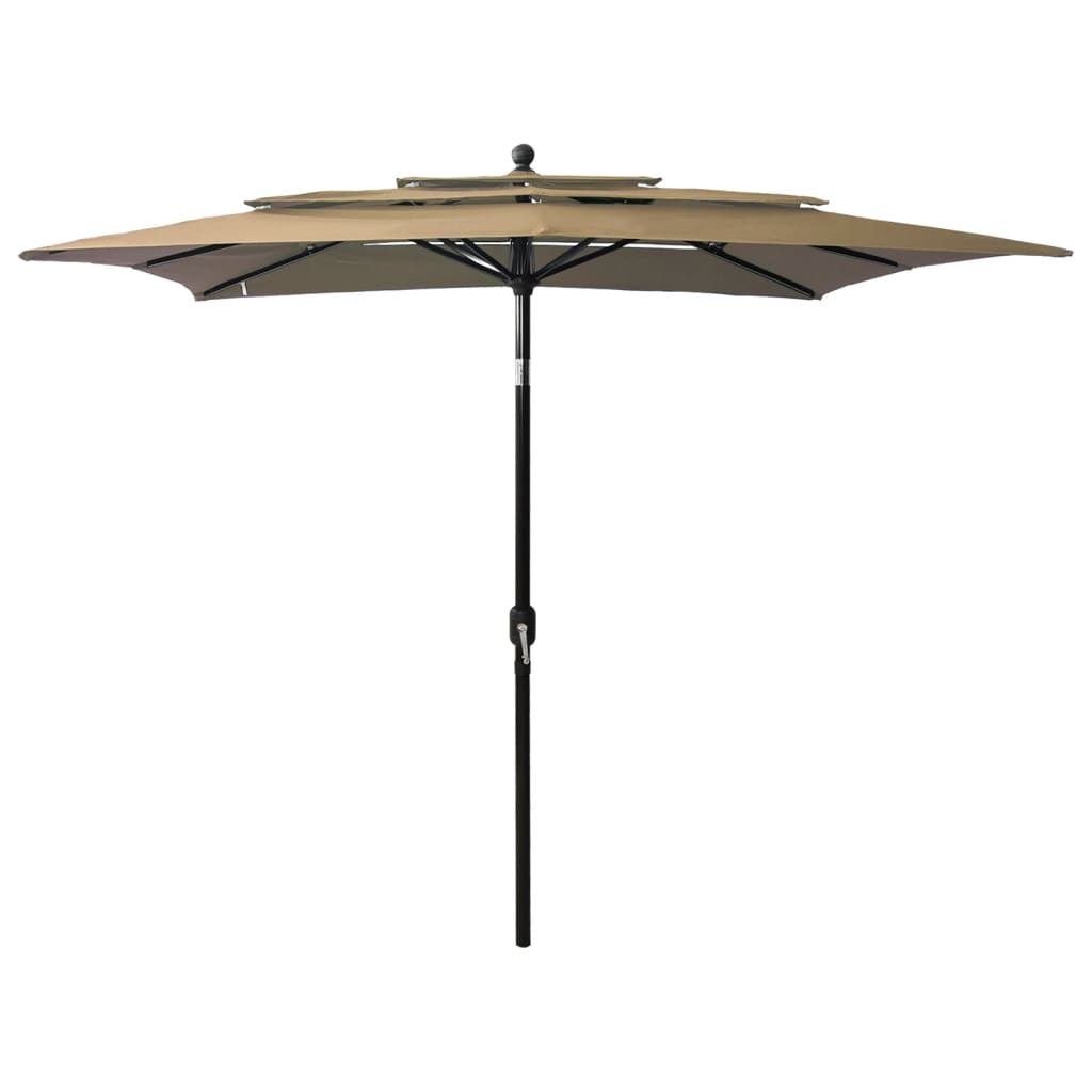 Vidaxl parasol 3-laags met aluminium paal 2,5x2,5 m taupe