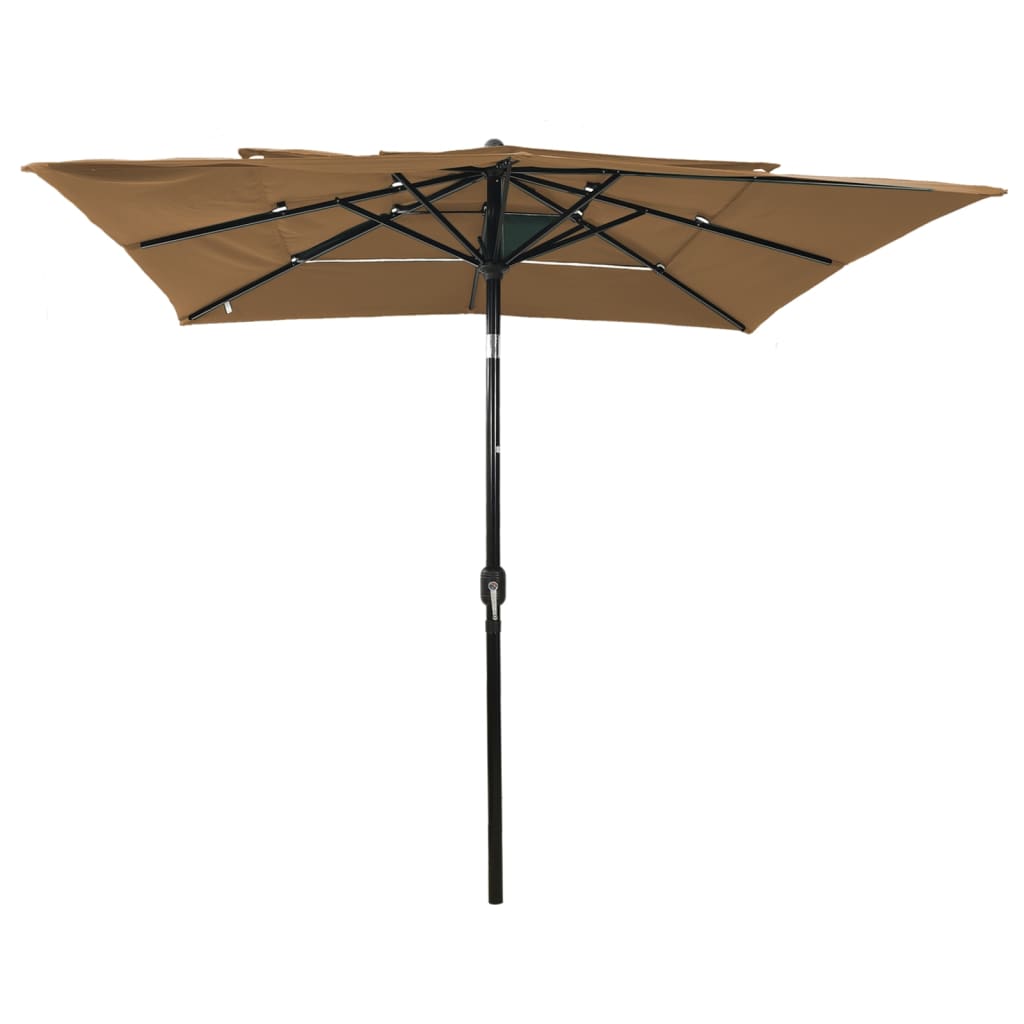 Vidaxl parasol 3-laags met aluminium paal 2,5x2,5 m taupe