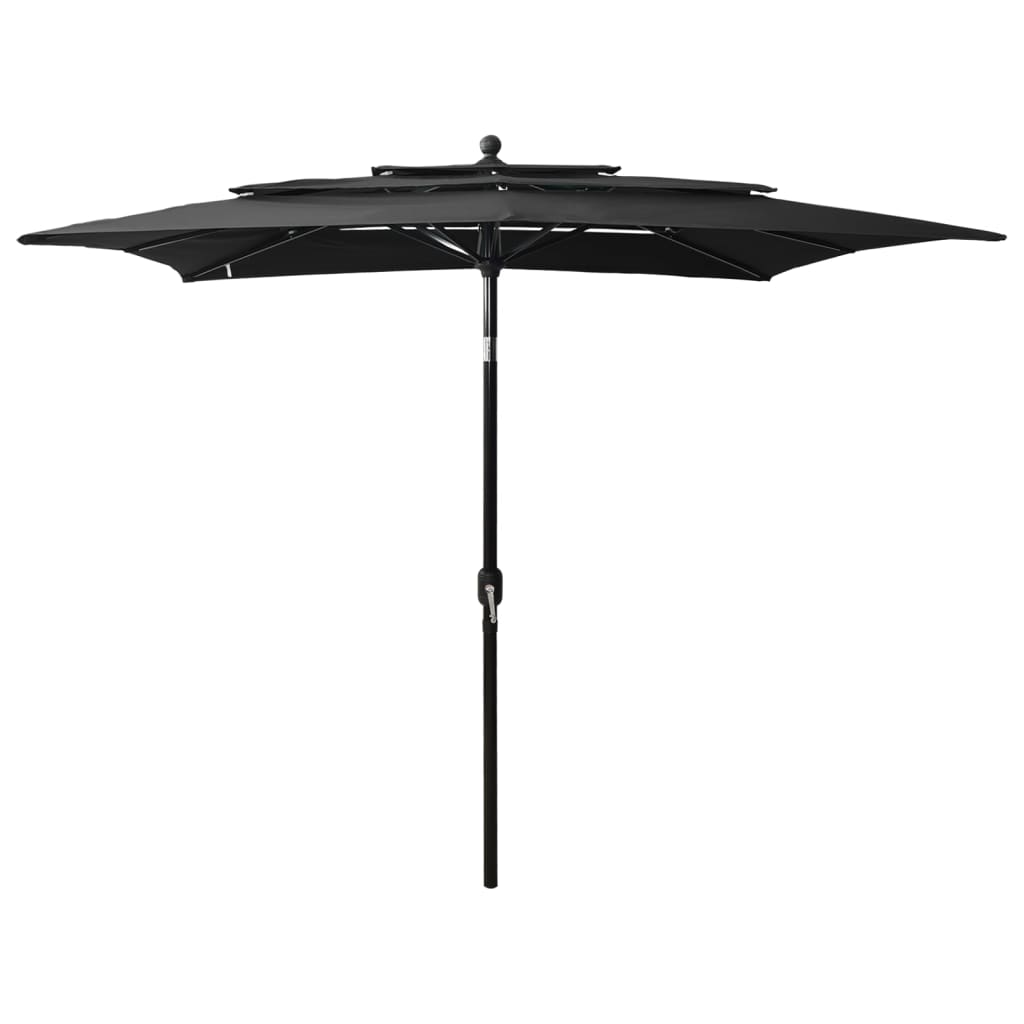 Vidaxl parasol 3-laags met aluminium paal 2,5x2,5 m zwart