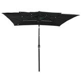 Vidaxl parasol 3-laags met aluminium paal 2,5x2,5 m zwart