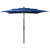 Vidaxl parasol 3-laags met aluminium paal 2,5x2,5 m azuurblauw