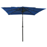 Vidaxl parasol 3-laags met aluminium paal 2,5x2,5 m azuurblauw