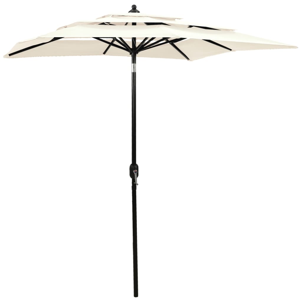 Vidaxl parasol 3-laags met aluminium paal 2x2 m zandkleurig