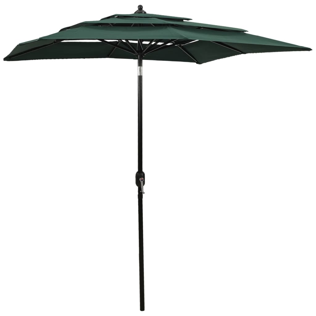 Vidaxl parasol 3-laags met aluminium paal 2x2 m groen