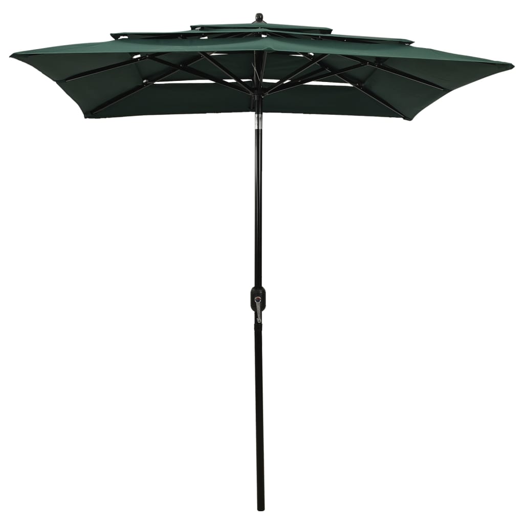 Vidaxl parasol 3-laags met aluminium paal 2x2 m groen