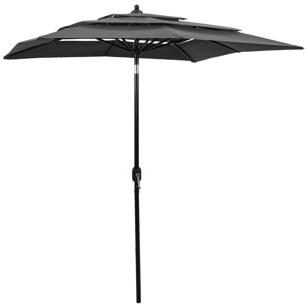 Vidaxl parasol 3-laags met aluminium paal 2x2 m antracietkleurig