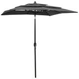 Vidaxl parasol 3-laags met aluminium paal 2x2 m antracietkleurig