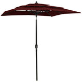 Vidaxl parasol 3-laags met aluminium paal 2x2 m bordeauxrood