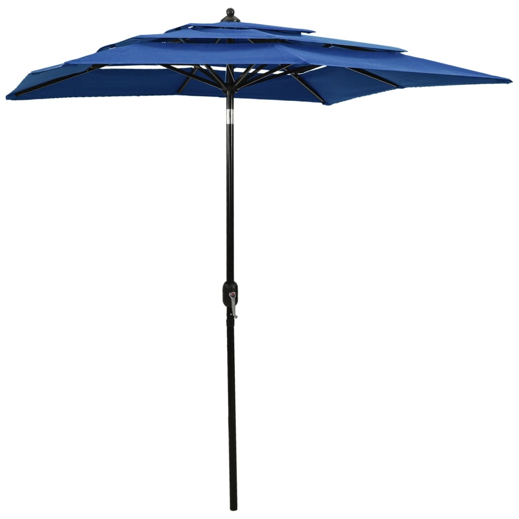 Vidaxl parasol 3-laags met aluminium paal 2x2 m azuurblauw