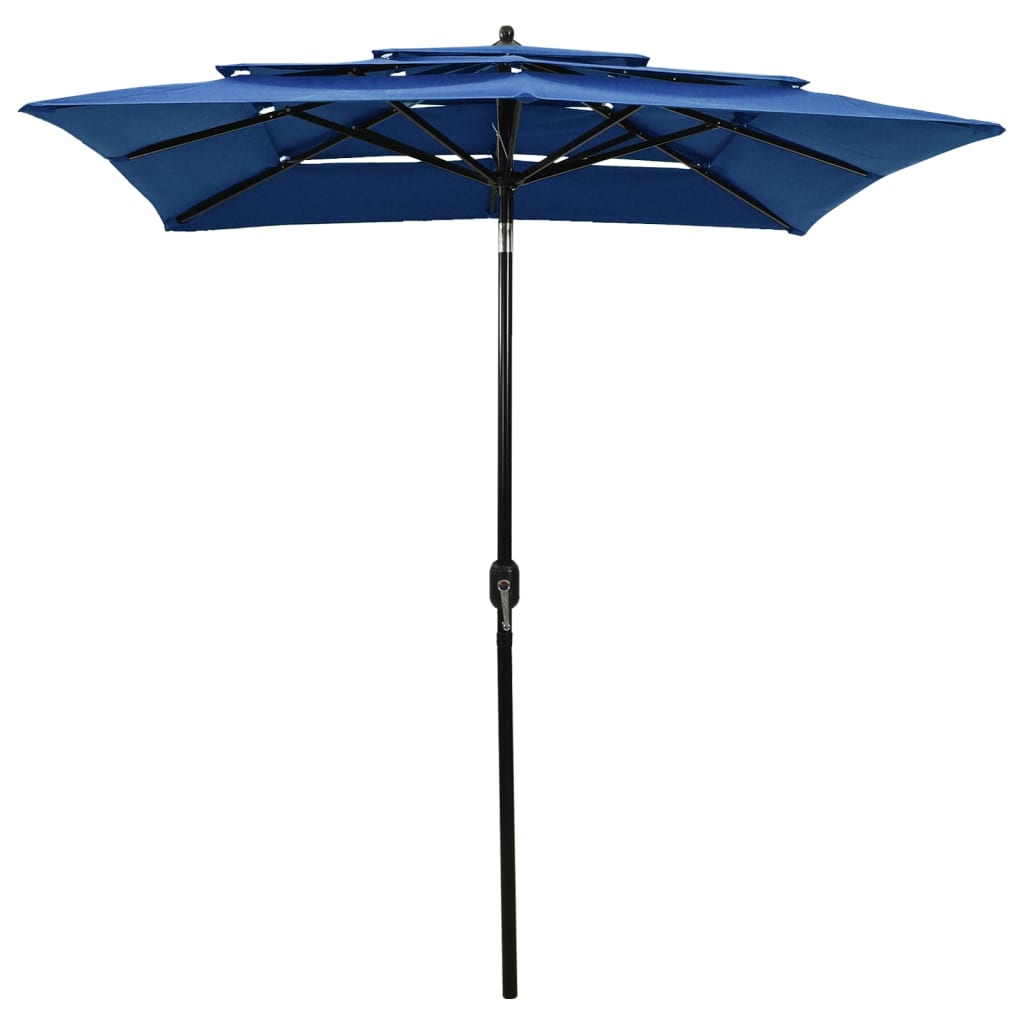 Vidaxl parasol 3-laags met aluminium paal 2x2 m azuurblauw