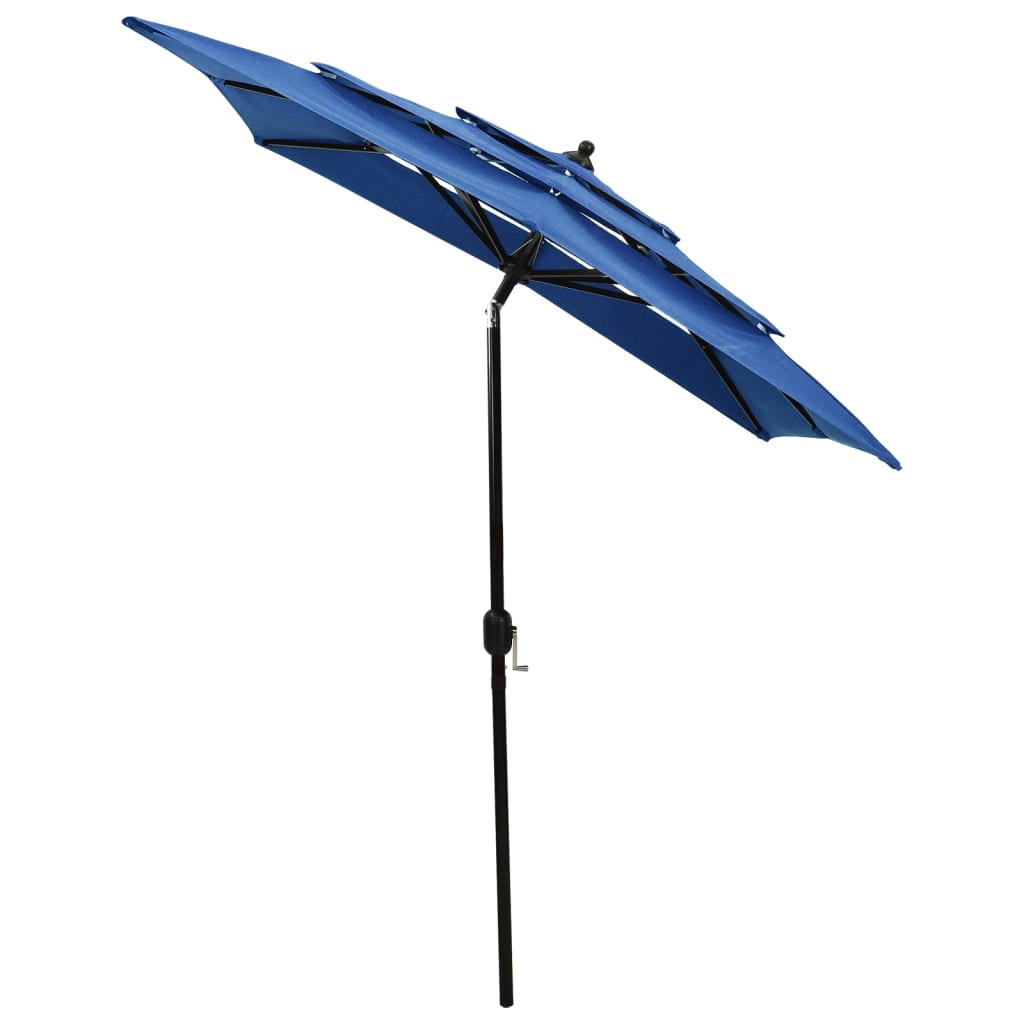 Vidaxl parasol 3-laags met aluminium paal 2x2 m azuurblauw