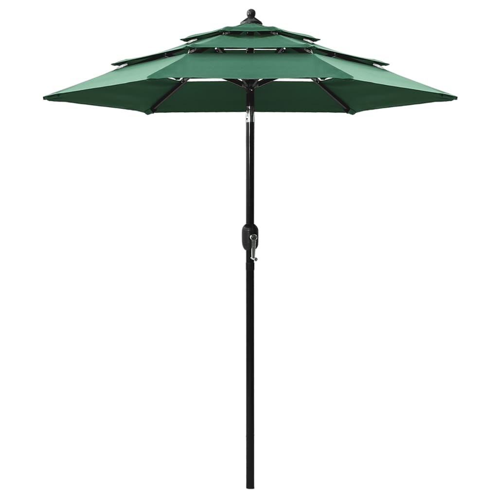 Vidaxl parasol 3-laags met aluminium paal 2 m groen