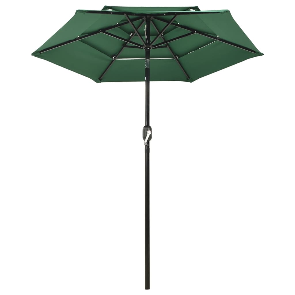 Vidaxl parasol 3-laags met aluminium paal 2 m groen