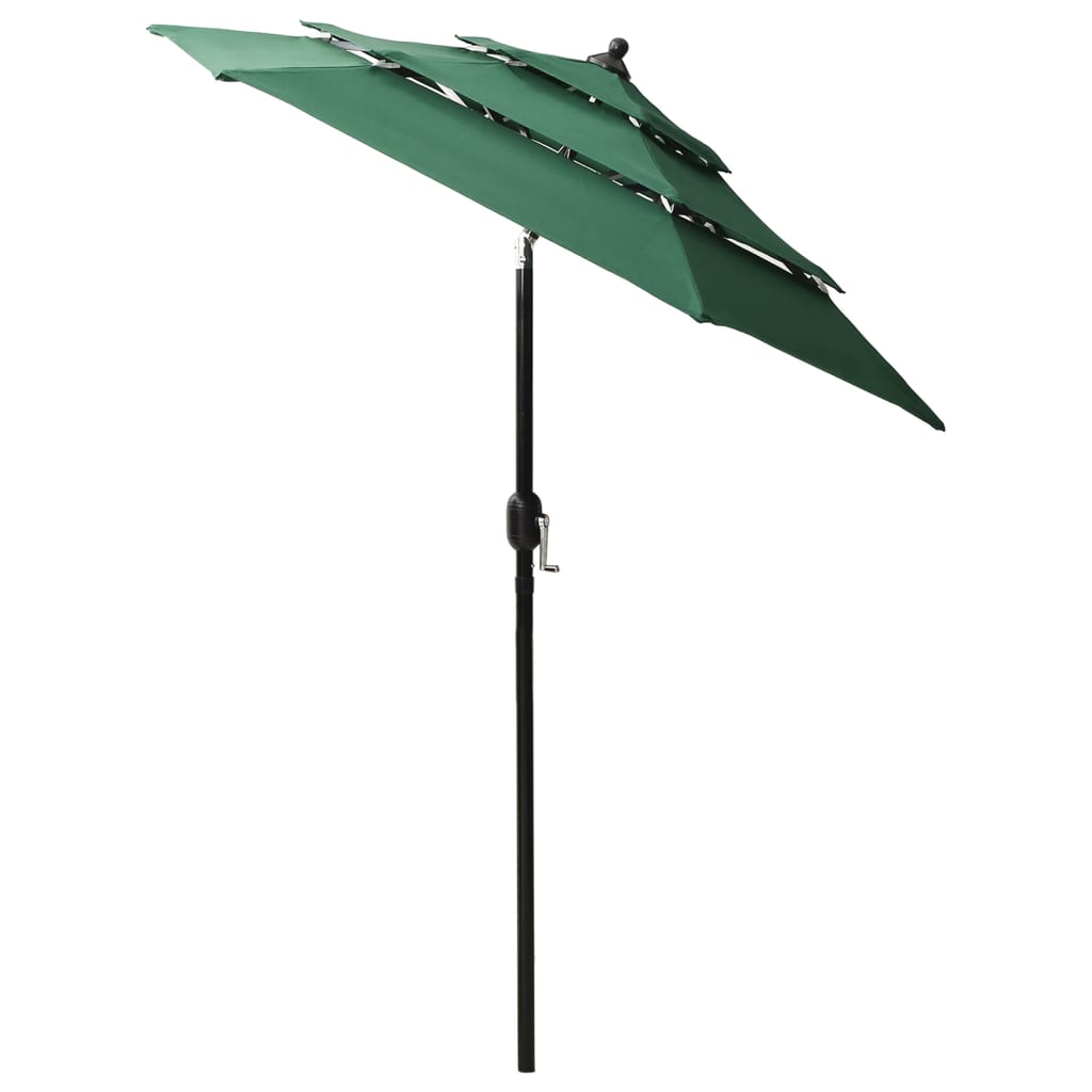 Vidaxl parasol 3-laags met aluminium paal 2 m groen