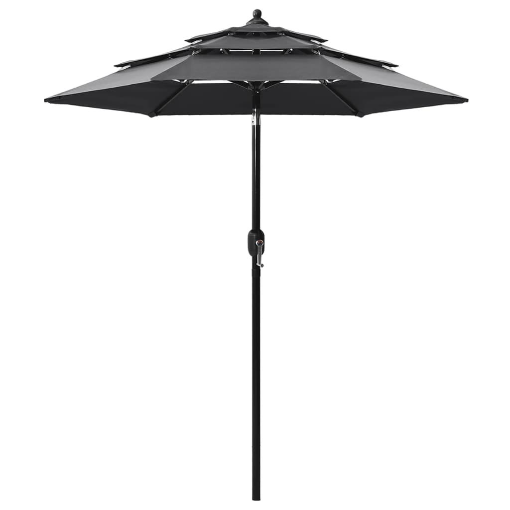 Vidaxl parasol 3-laags met aluminium paal 2 m antracietkleurig