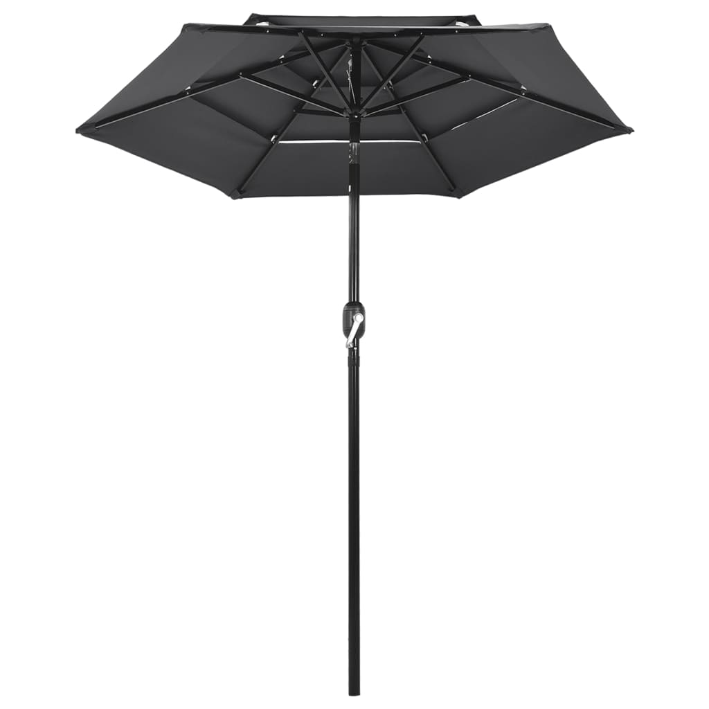 Vidaxl parasol 3-laags met aluminium paal 2 m antracietkleurig