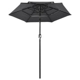 Vidaxl parasol 3-laags met aluminium paal 2 m antracietkleurig