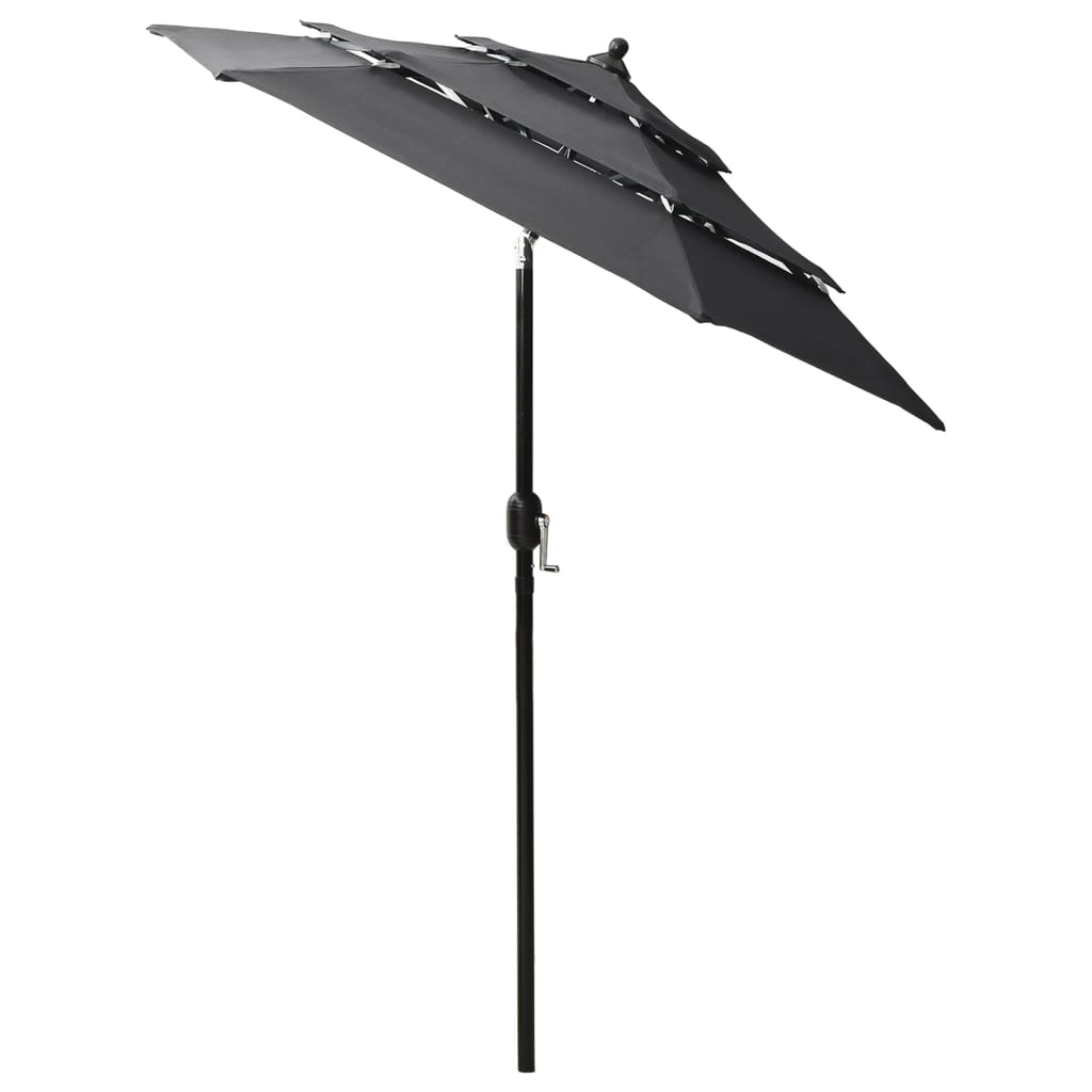 Vidaxl parasol 3-laags met aluminium paal 2 m antracietkleurig