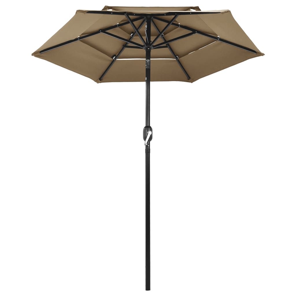 Vidaxl parasol 3-laags met aluminium paal 2 m taupe