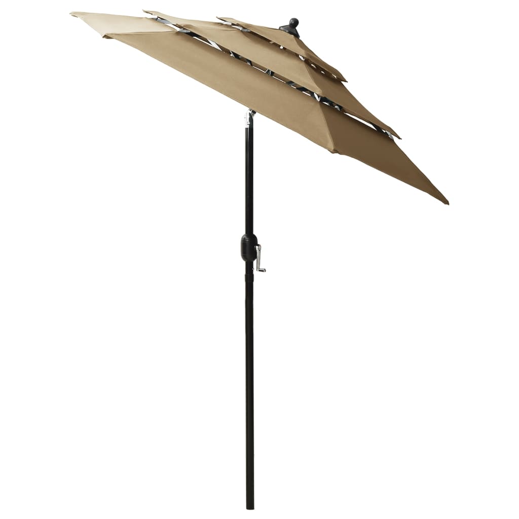 Vidaxl parasol 3-laags met aluminium paal 2 m taupe