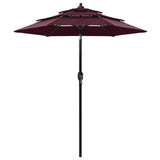 Vidaxl parasol 3-laags met aluminium paal 2 m bordeauxrood