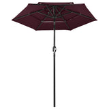 Vidaxl parasol 3-laags met aluminium paal 2 m bordeauxrood