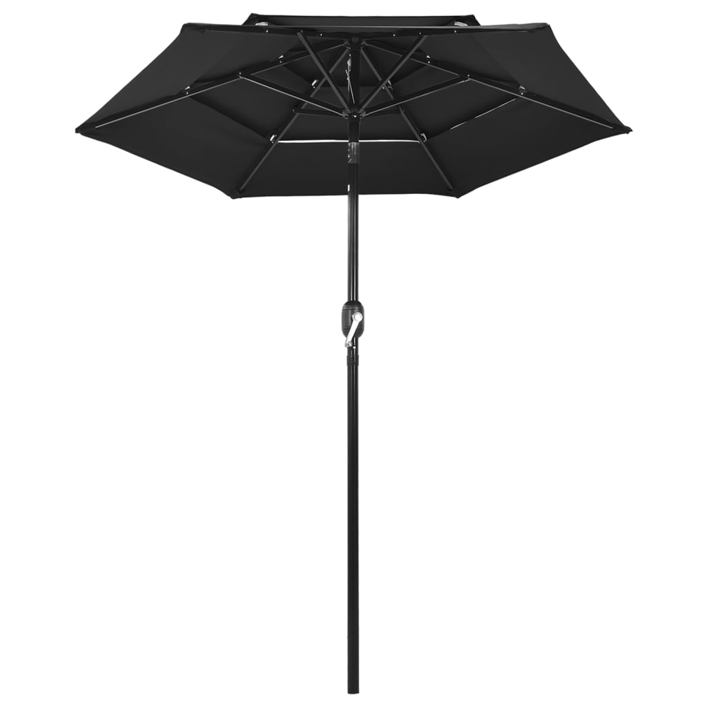 Vidaxl parasol 3-laags met aluminium paal 2 m zwart