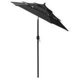 Vidaxl parasol 3-laags met aluminium paal 2 m zwart