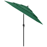 Vidaxl parasol 3-laags met aluminium paal 2,5 m groen