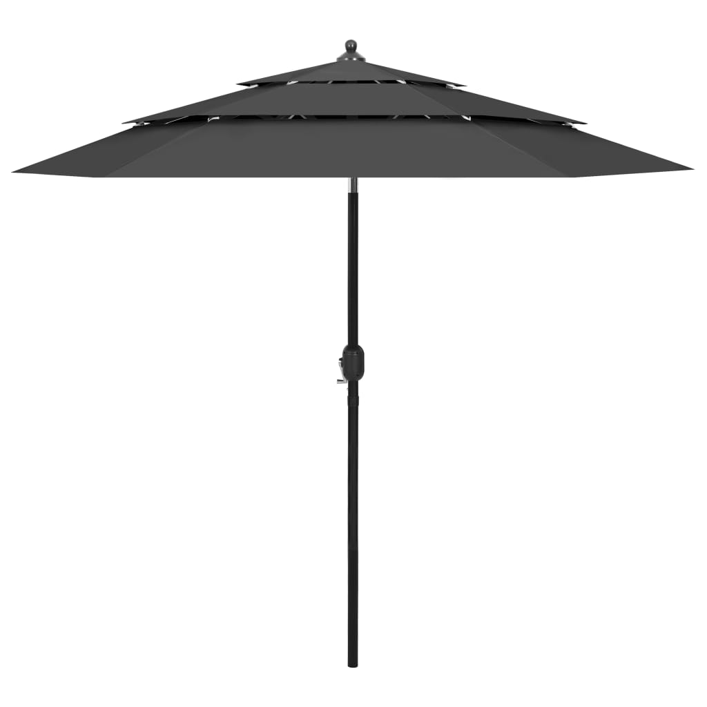 Vidaxl parasol 3-laags met aluminium paal 2,5 m antracietkleurig