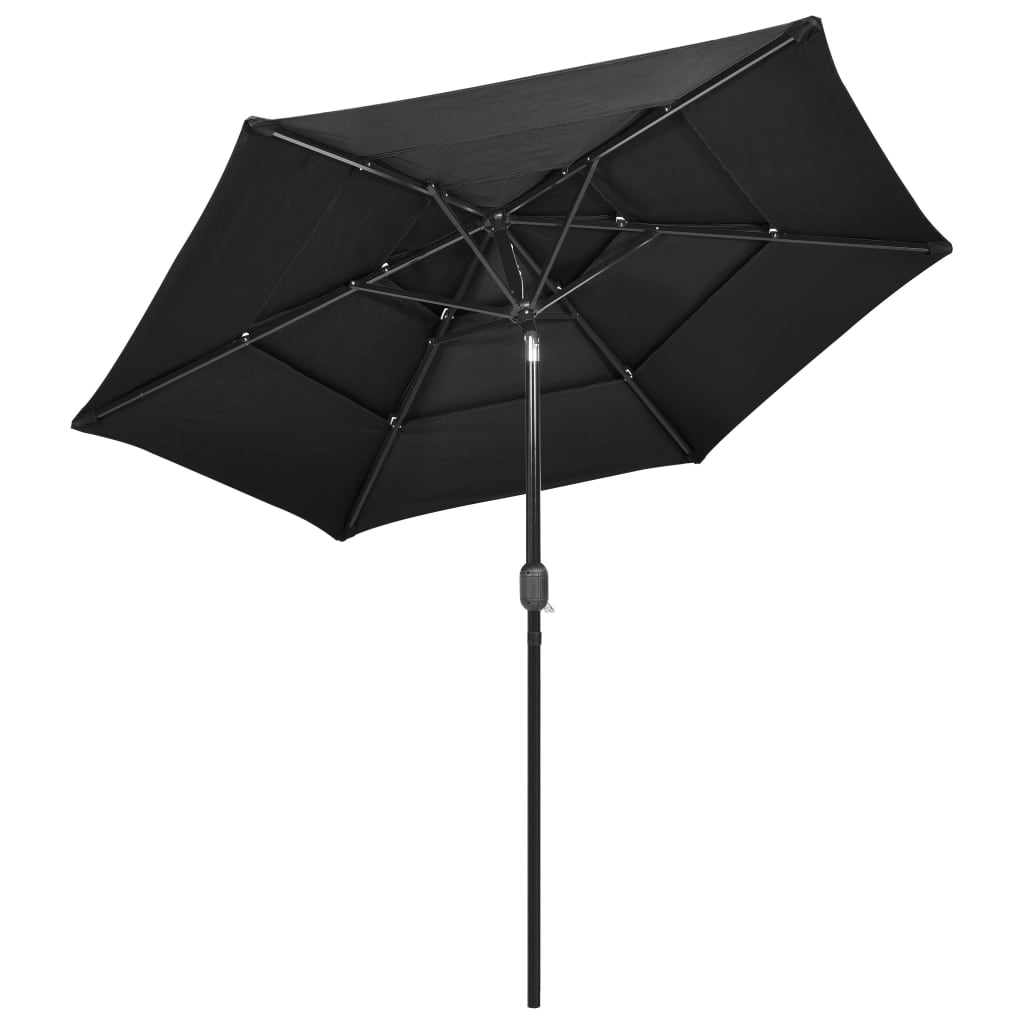 Vidaxl parasol 3-laags met aluminium paal 2,5 m antracietkleurig