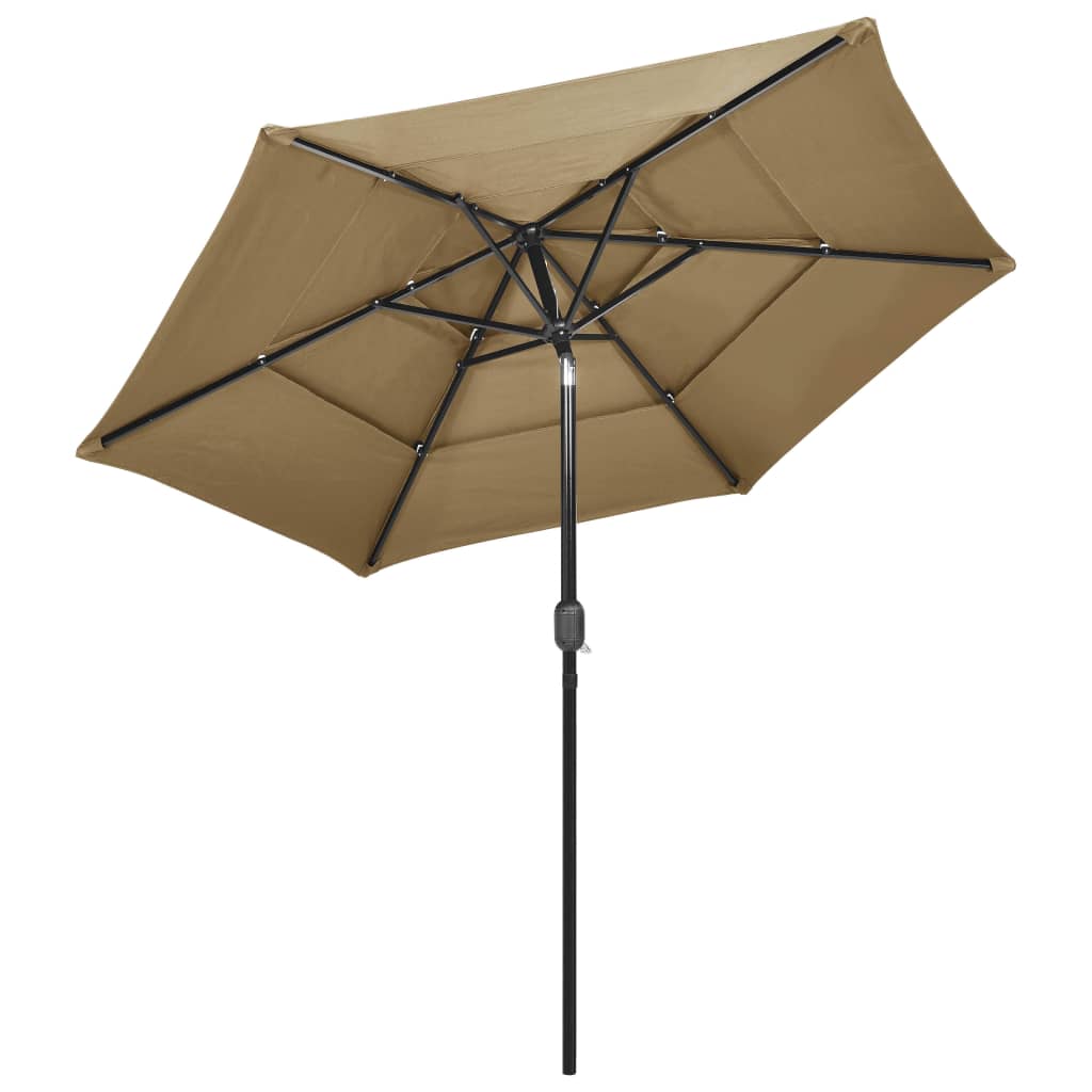 Vidaxl parasol 3-laags met aluminium paal 2,5 m taupe