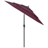 Vidaxl parasol 3-laags met aluminium paal 2,5 m bordeauxrood