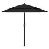 Vidaxl parasol 3-laags met aluminium paal 2,5 m zwart