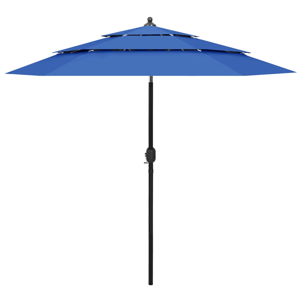 Vidaxl parasol 3-laags met aluminium paal 2,5 m azuurblauw