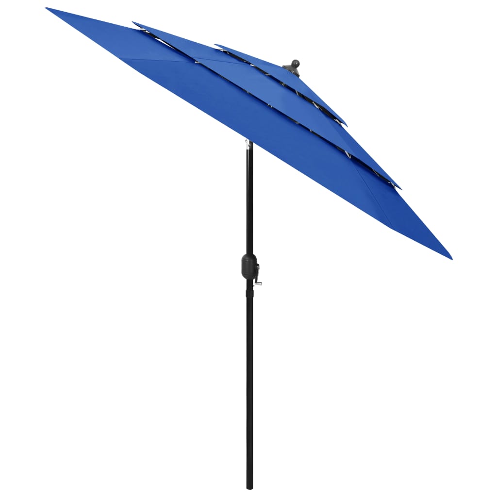 Vidaxl parasol 3-laags met aluminium paal 2,5 m azuurblauw