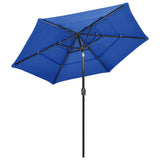 Vidaxl parasol 3-laags met aluminium paal 2,5 m azuurblauw