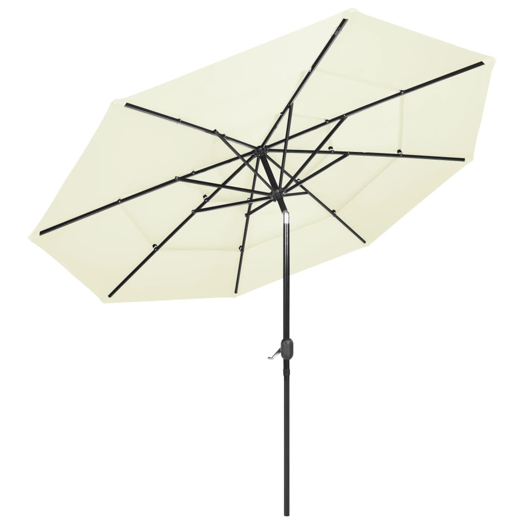 Vidaxl parasol 3-laags met aluminium paal 3 m zandkleurig